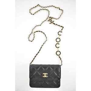 Chanel 21B Black Caviar Mini Wallet On Chain Gold COCO Shoulder Crossbody Bag